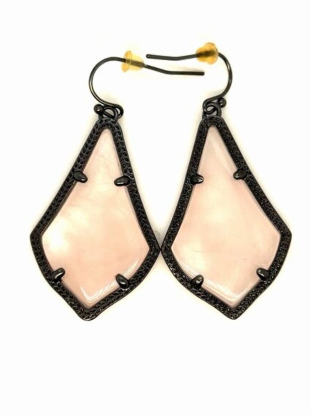 Kendra Scott Alex Gunmetal Rose Quartz Drop Earrings